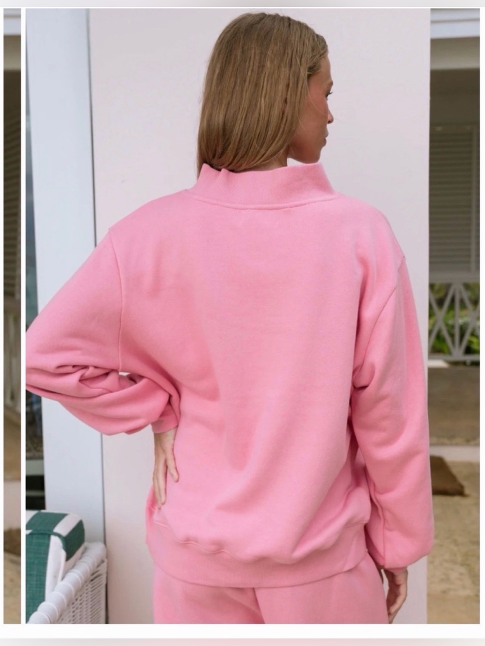 PARKE Summerland Heritage Varsity Mockneck Sweater in Conch - Picture 3 of 4